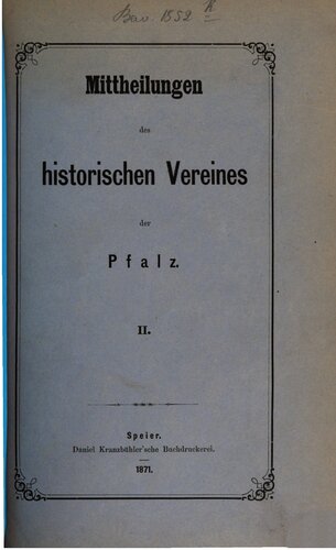 Mitteilungen des Historischen Vereins der Pfalz