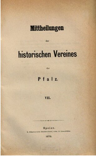 Mitteilungen des Historischen Vereins der Pfalz