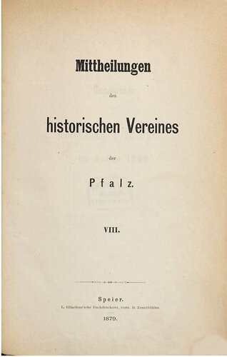 Mitteilungen des Historischen Vereins der Pfalz