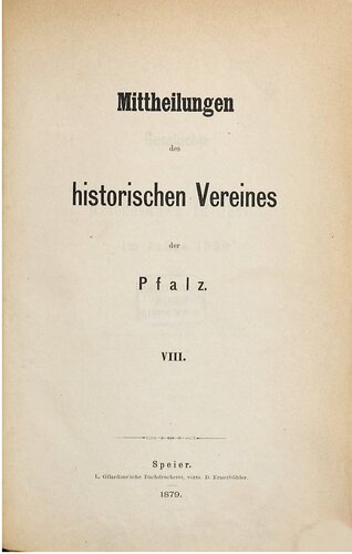 Mitteilungen des Historischen Vereins der Pfalz