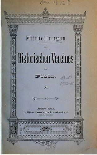 Mitteilungen des Historischen Vereins der Pfalz