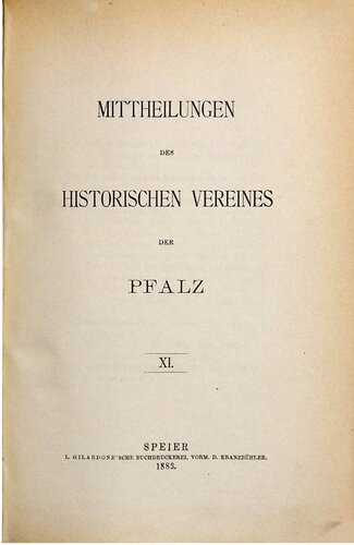 Mitteilungen des Historischen Vereins der Pfalz