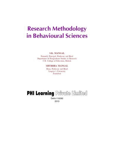 RESEARCH METHODOLOGY IN BEHAVIOURAL SCIENCES