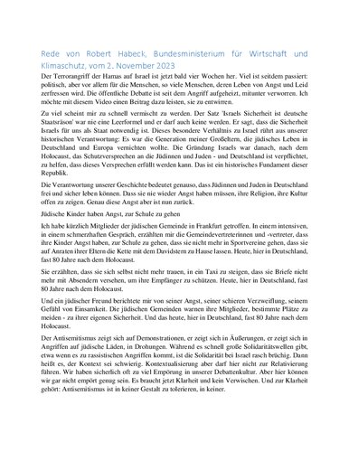 Robert Habeck zu Israel und Antisemitismus