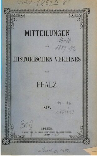 Mitteilungen des Historischen Vereins der Pfalz