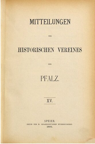 Mitteilungen des Historischen Vereins der Pfalz