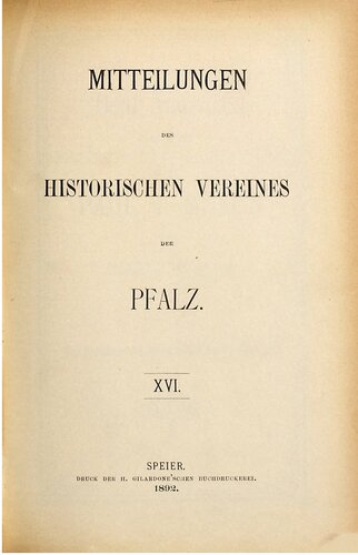 Mitteilungen des Historischen Vereins der Pfalz
