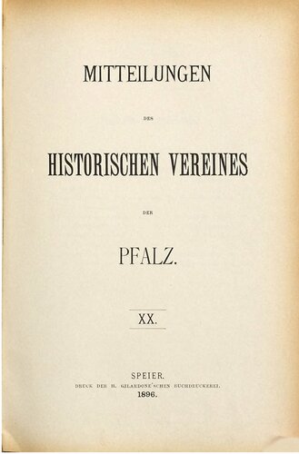 Mitteilungen des Historischen Vereins der Pfalz