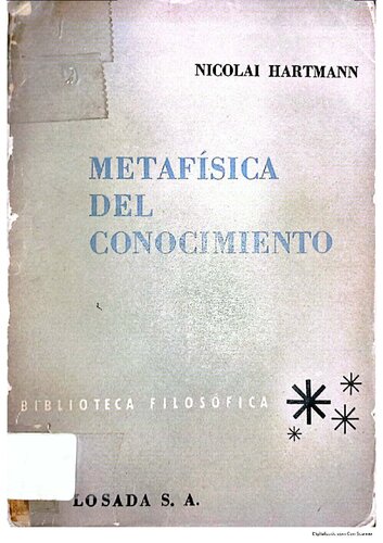 Metafísica del conocimiento - Tomo I