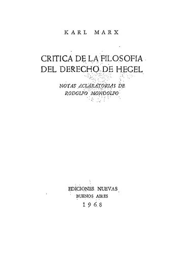 Crítica de la Filosofía del derecho de Hegel