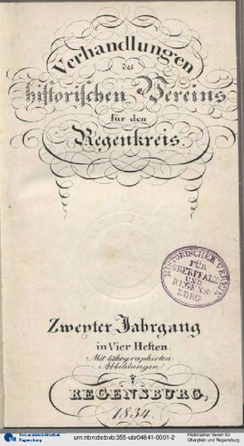 Verhandlungen des Historischen Vereins für den Regenkreis