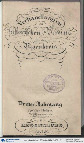 Verhandlungen des Historischen Vereins für den Regenkreis
