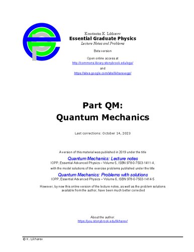 Essential Graduate Physics - Quantum Mechanics