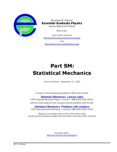 Essential Graduate Physics - Statistical Mechanics