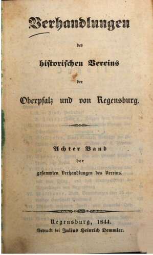 Verhandlungen des Historischen Vereins für Oberpfalz und Regensburg