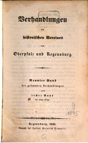 Verhandlungen des Historischen Vereins für Oberpfalz und Regensburg