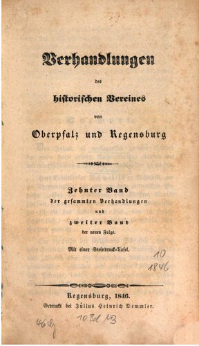 Verhandlungen des Historischen Vereins für Oberpfalz und Regensburg