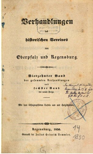 Verhandlungen des Historischen Vereins für Oberpfalz und Regensburg