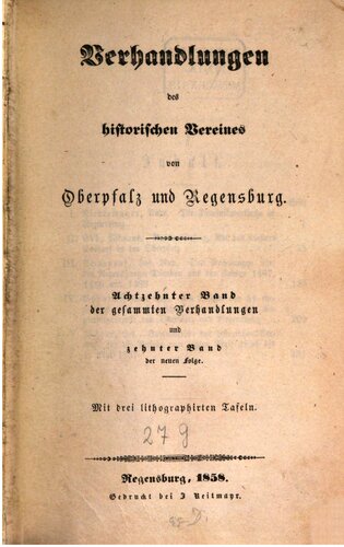 Verhandlungen des Historischen Vereins für Oberpfalz und Regensburg