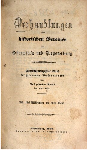 Verhandlungen des Historischen Vereins für Oberpfalz und Regensburg