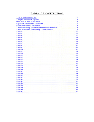 Visitas al Santisimo  y a Maria Santisima