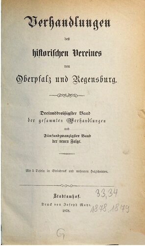 Verhandlungen des Historischen Vereins für Oberpfalz und Regensburg