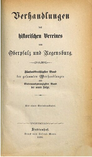 Verhandlungen des Historischen Vereins für Oberpfalz und Regensburg