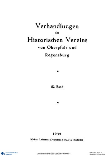 Verhandlungen des Historischen Vereins für Oberpfalz und Regensburg