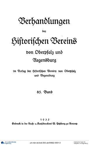 Verhandlungen des Historischen Vereins für Oberpfalz und Regensburg