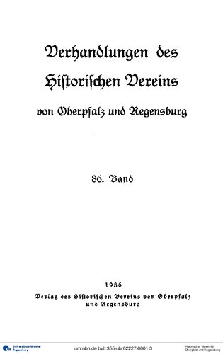 Verhandlungen des Historischen Vereins für Oberpfalz und Regensburg