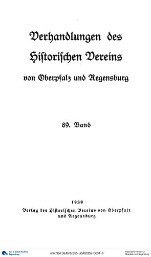 Verhandlungen des Historischen Vereins für Oberpfalz und Regensburg