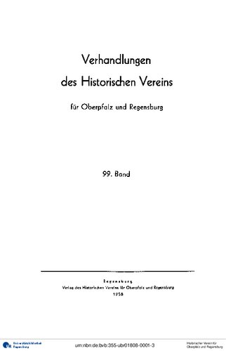 Verhandlungen des Historischen Vereins für Oberpfalz und Regensburg