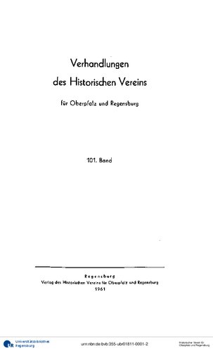 Verhandlungen des Historischen Vereins für Oberpfalz und Regensburg