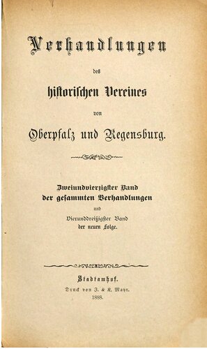Verhandlungen des Historischen Vereins für Oberpfalz und Regensburg