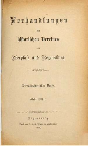 Verhandlungen des Historischen Vereins für Oberpfalz und Regensburg