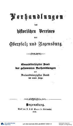 Verhandlungen des Historischen Vereins für Oberpfalz und Regensburg