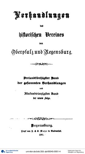 Verhandlungen des Historischen Vereins für Oberpfalz und Regensburg