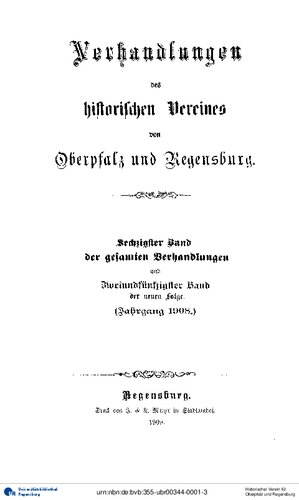 Verhandlungen des Historischen Vereins für Oberpfalz und Regensburg
