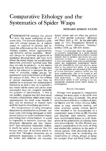 Comparative ethology and the systematics of spider wasps