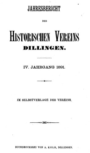Jahresbericht des Historischen Vereins Dillingen
