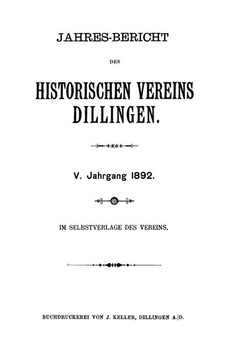Jahresbericht des Historischen Vereins Dillingen
