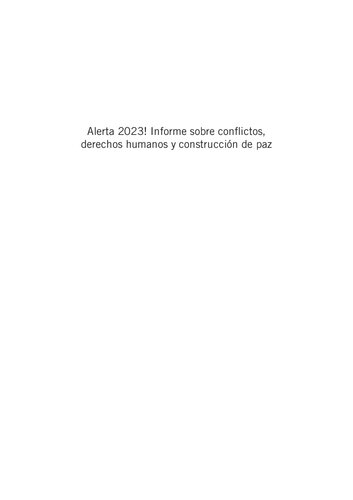 Alerta 2023! Informe sobre conflictos, derechos humanos y construcción de paz