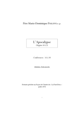 L'Apocalypse - (chap. 10 à 21) - Version 2009 mise au propre