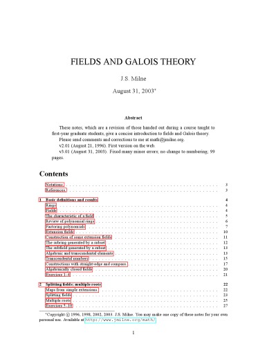 Fields and Galois theory
