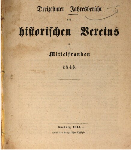 Jahresbericht des Historischen Vereins in Mittelfranken