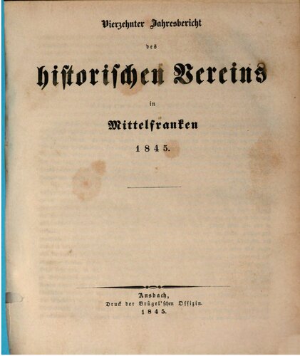 Jahresbericht des Historischen Vereins in Mittelfranken
