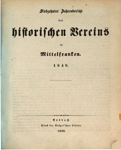 Jahresbericht des Historischen Vereins in Mittelfranken