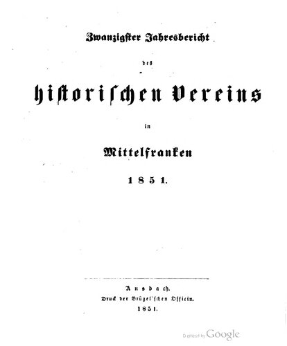 Jahresbericht des Historischen Vereins in Mittelfranken