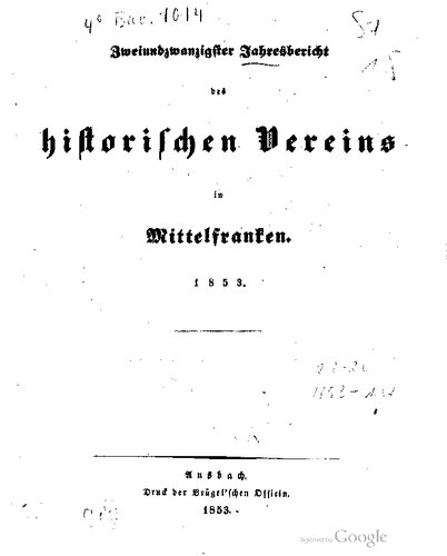 Jahresbericht des Historischen Vereins in Mittelfranken