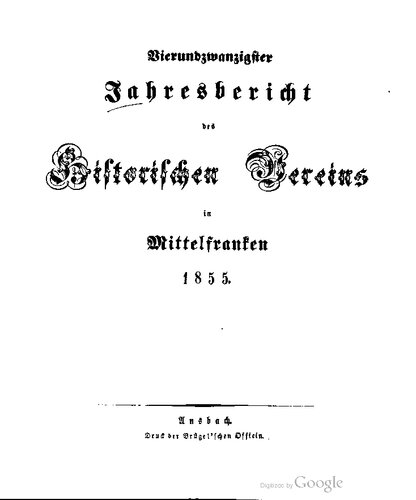 Jahresbericht des Historischen Vereins in Mittelfranken